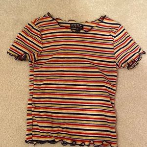 Stripped crop top with crimped edges